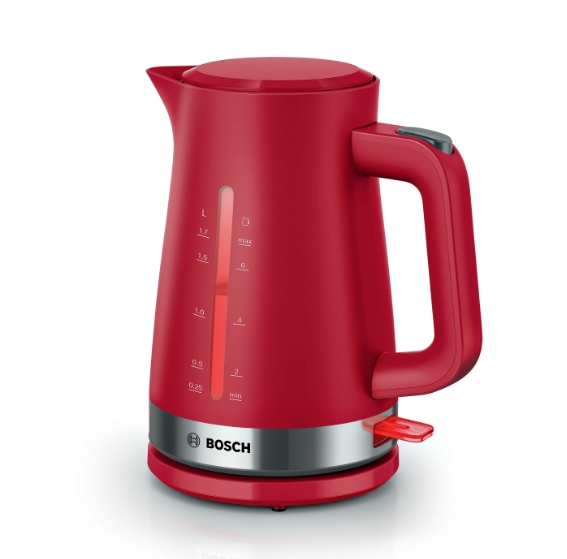 Електрическа кана, Bosch TWK4M224, MyMoment Plastic Kettle, 2400 W, 1.7 l, Interior light, Cup indicator, Limescale filter, Triple safety function, Red