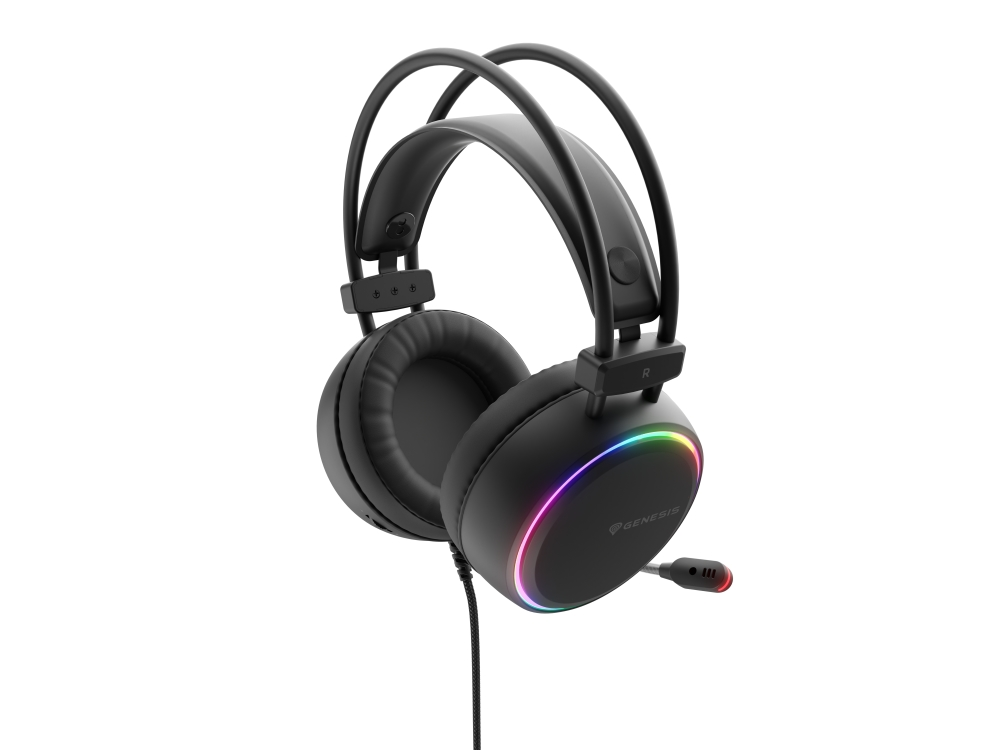 Слушалки, Genesis Headset Neon 613 With Microphone RGB Illumination Black - image 1