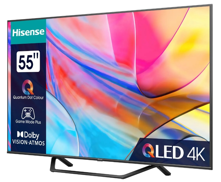 Телевизор, Hisense 55" A7KQ, 4K Ultra HD 3840x2160, QLED, FALD, Quantum Dot, HDR 10+, HLG, Dolby Vision, Dolby Atmos, Smart TV, WiFi 5GHz, WiFi Direct, BT, Anyview Cast, 3xHDMI, 2xUSB, LAN, CI+, DVB-T2/C/S2, Dark Grey - image 1