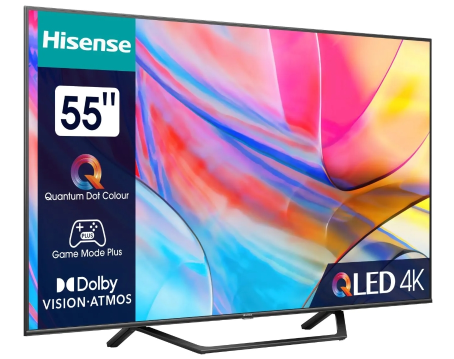 Телевизор, Hisense 55" A7KQ, 4K Ultra HD 3840x2160, QLED, FALD, Quantum Dot, HDR 10+, HLG, Dolby Vision, Dolby Atmos, Smart TV, WiFi 5GHz, WiFi Direct, BT, Anyview Cast, 3xHDMI, 2xUSB, LAN, CI+, DVB-T2/C/S2, Dark Grey - image 2