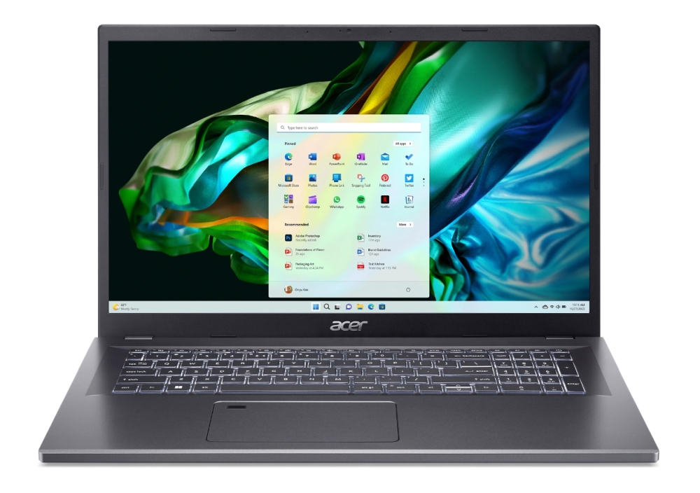 Лаптоп, Acer Aspire 5, A517-58M-566N, Intel Core i5-1335U (3.4GHz up to 4.6 GHz, 12MB), 17.3" FHD (1920 x 1080) IPS SlimBezel, 16GB LPDDR5, 512GB PCIe NVMe SSD, Intel UMA, Wifi 802.11AX, BT, FHD Cam+mic, KB Backlight, No OS, Gray