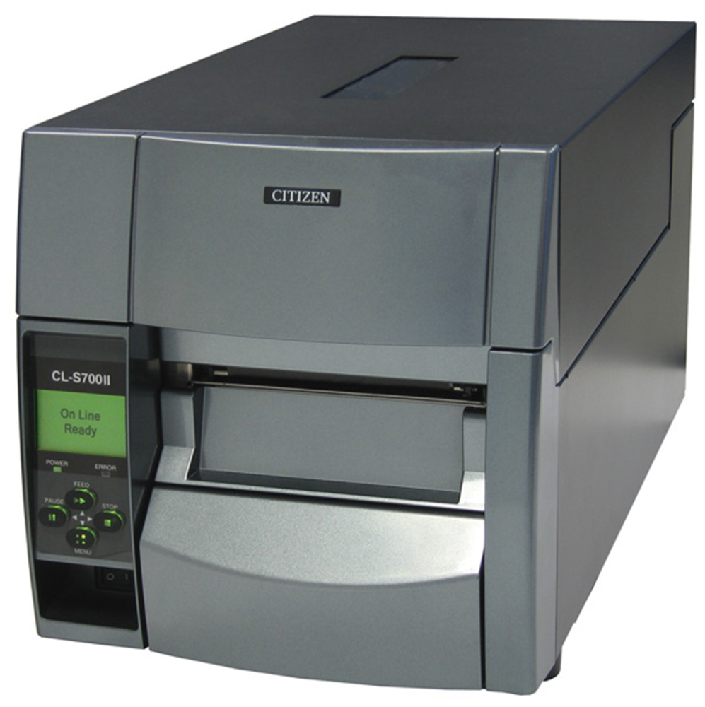 Етикетен принтер, Citizen Label Industrial printer CL-S700IIDT Direct Print with 16 000 labels, Speed 200mm/s, Print Width 4"(104mm)/Media Width min-max (12.5-118mm)/Roll Size max 200mm, Core Size(25-75mm), Resol.203dpi/Interf.USB/RS-232+Opt.card LinkServer/Plug (EU) Grey - image 1