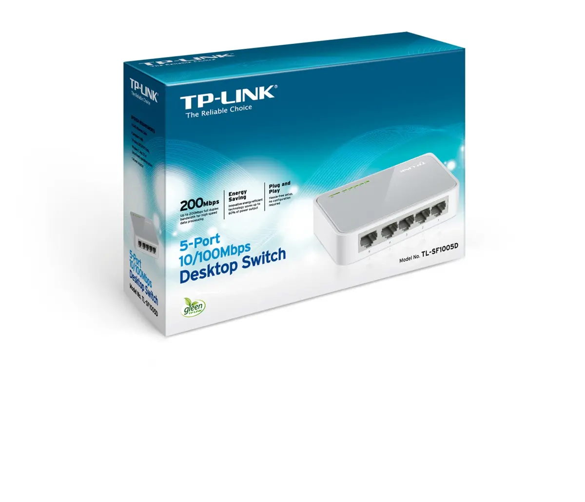 Switch TP-Link TL-SF1005D, 5-Port RJ45 10/100Mbps desktop switch, Fanless, Auto Negotiation/Auto MDI/MDIX, Plastic case - image 4