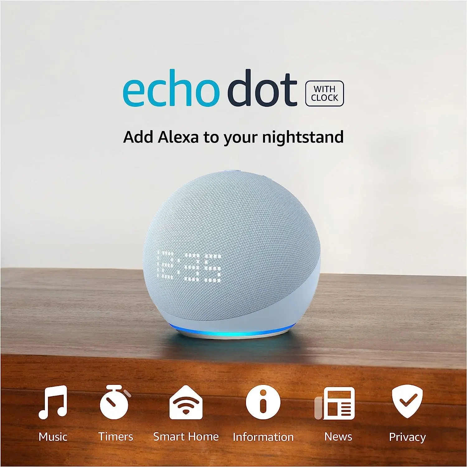 Преносима смарт тонколона Amazon Echo Dot 5 (5th Gen), Alexa, Часовник, Синя - image 1