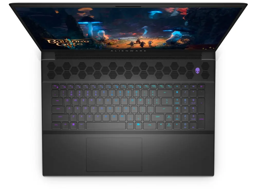 Лаптоп, Dell Alienware m18 R2, Intel Core i9 14900HX (24-Core, 36MB L3 Cache, up to 5.8GHz), 18" QHD+ (2560x1600) 165Hz, 3ms, FHD IR Cam, 32 GB: 2x16 GB, DDR5, 5600 MT/s, 1TB, M.2, PCIe NVMe SSD, RTX 4080 12GB GDDR6, Wifi 7, BT, Win11 Pro, Dark Metallic Moon - image 2