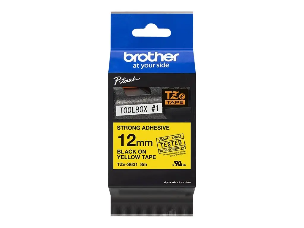 Консуматив, Brother TZe-S631 Tape Black on Wellow, Strong Adhesive, 12mm, 8 m - Eco - image 2