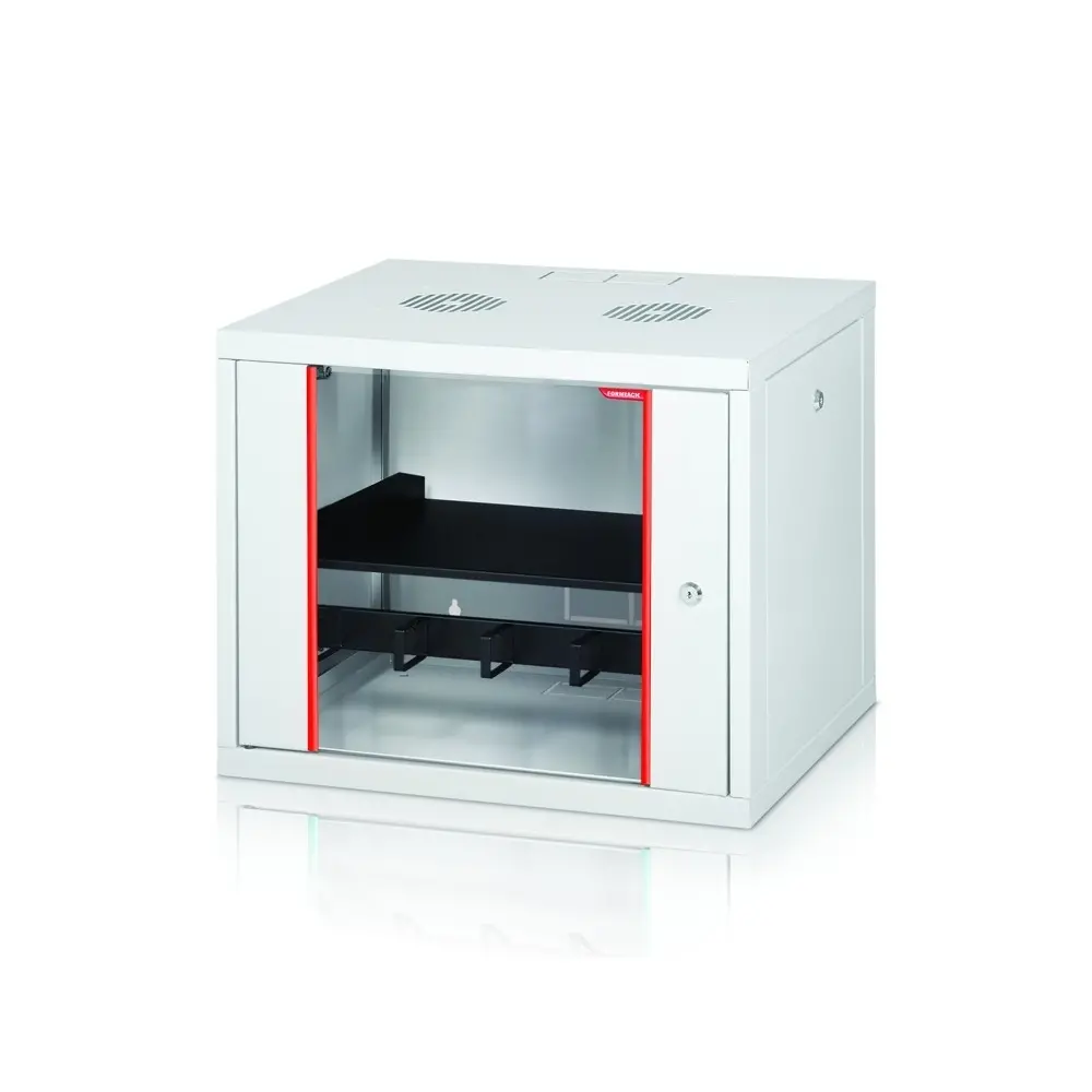 Комуникационен шкаф, Formrack 19" Wall Mounted rack 9U 555/450mm, removable locking sides, height: 460mm, loading capacity: 100kg., tempered glass door, 19" front rails (back rails optionable)