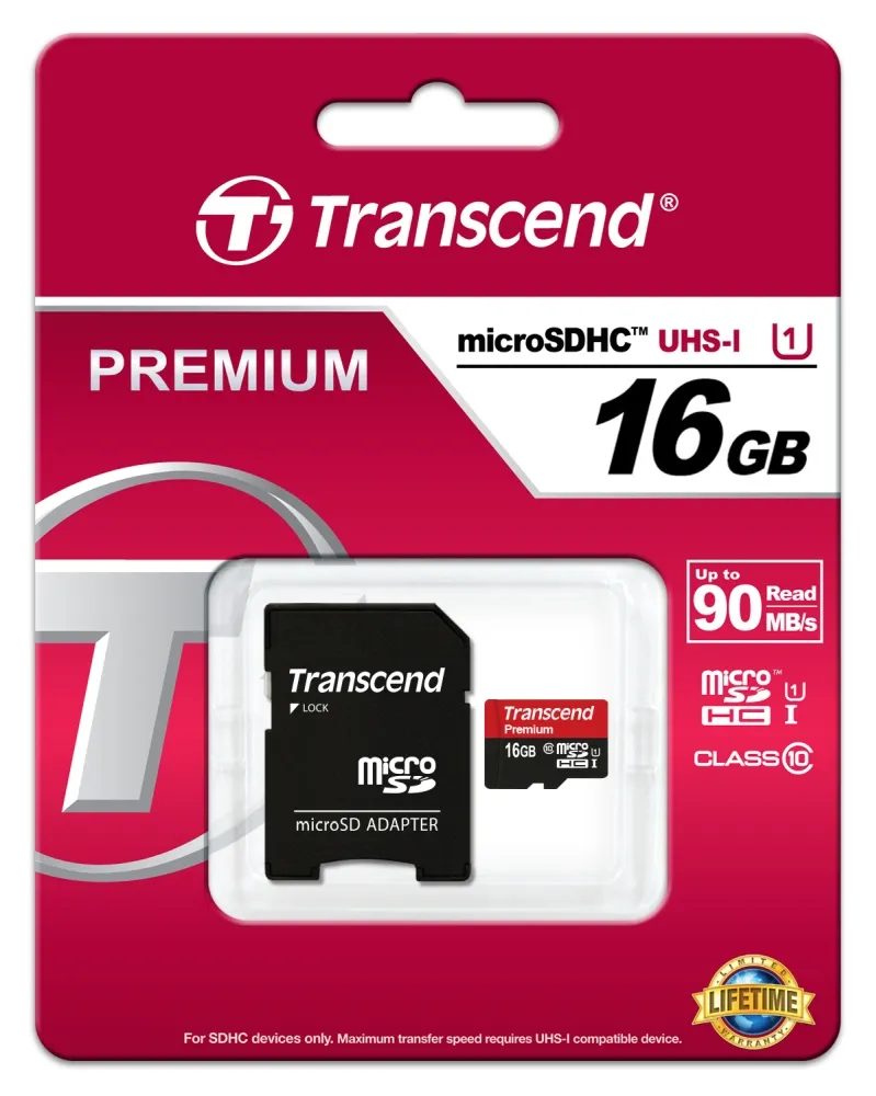 Памет, Transcend 16GB micro SDHC UHS-I Premium (with adapter, Class 10) - image 5