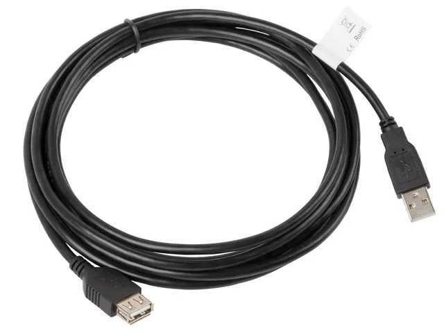 Кабел, Lanberg extension cable USB 2.0 AM-AF 2.0, 3m, black - image 1