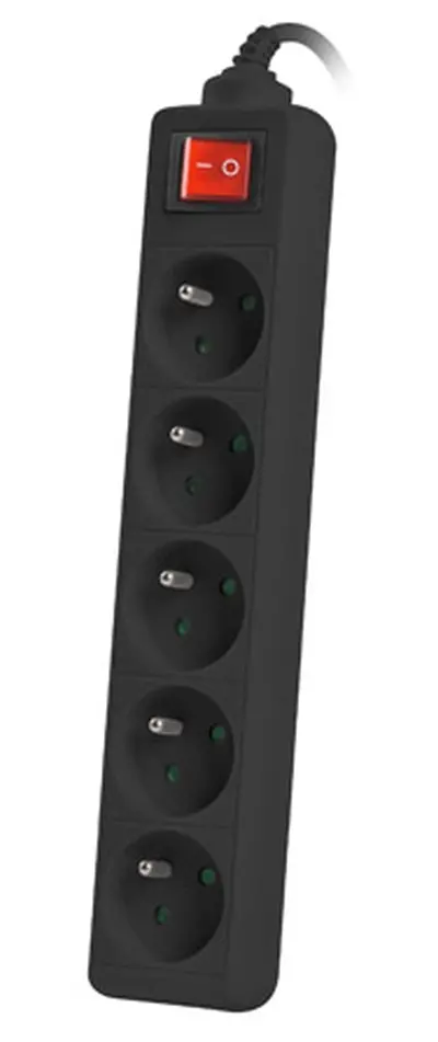 Разклонител, Lanberg power strip 1.5m, 5 sockets, french with circuit breaker quality-grade copper cable, black - image 1