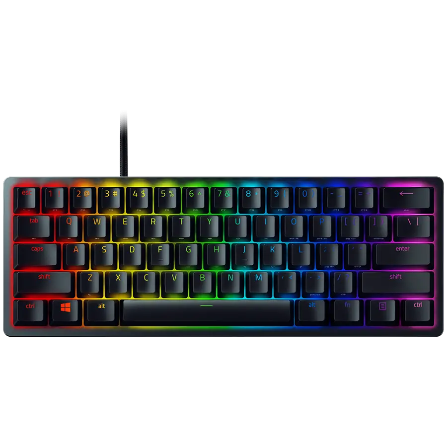 Huntsman V3 Pro Mini - US Layout, Gaming Keyboard, Analog Optical Switch Gen-2, 60% size, Razer Chroma™ RGB, Detachable Type C Cable, Doubleshot PBT Keycaps, 5052 Brushed Aluminum Alloy Top Case, Rapid Trigger Mode, Analog Input