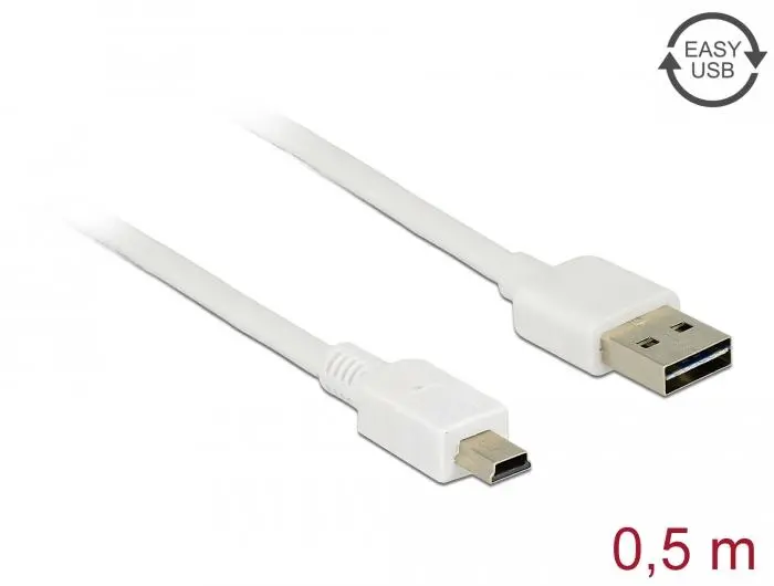 Кабел DeLock EASY, USB 2.0 Type-A мъжко > USB 2.0 Type Mini-B мъжко 0.5 m - image 1