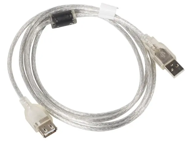 Кабел, Lanberg extension cable USB 2.0 AM-AF,  1.8m, transparent ferrite - image 1