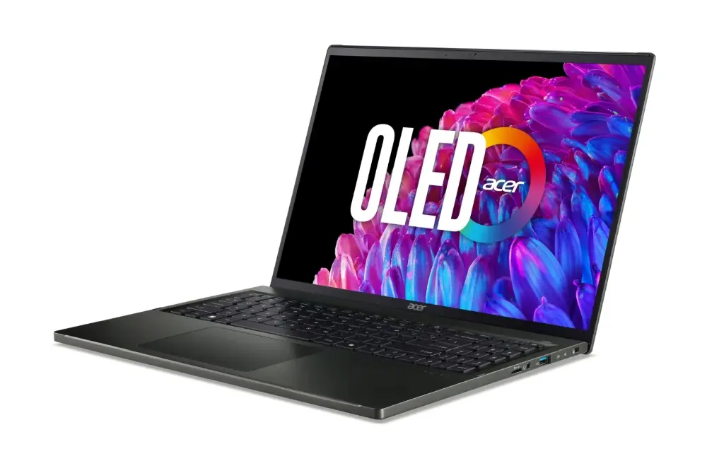 Лаптоп, Acer Swift Edge SFE16-44-R72Z, AMD Ryzen 7 8840U with Personal AI(up to 5.1GHz, 16MB), 16" 3.2K OLED 120Hz, WQXGA+(3200x2000), 32GB LPDDR5, 1024GB PCIe NVMe SSD, AMD Radeon, Micro SD reader, QHD cam+mic, FPR, WiFi 6E, BT, KB Backlit, Win 11 Home, Black - image 2