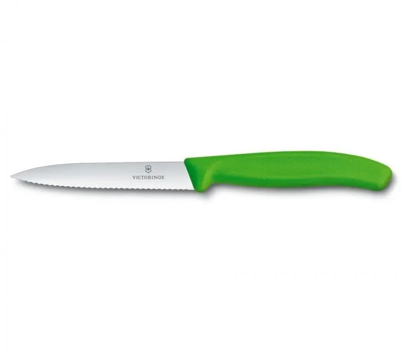 Нож за белене Victorinox Swiss Classic 10 см., назъбено острие, зелен