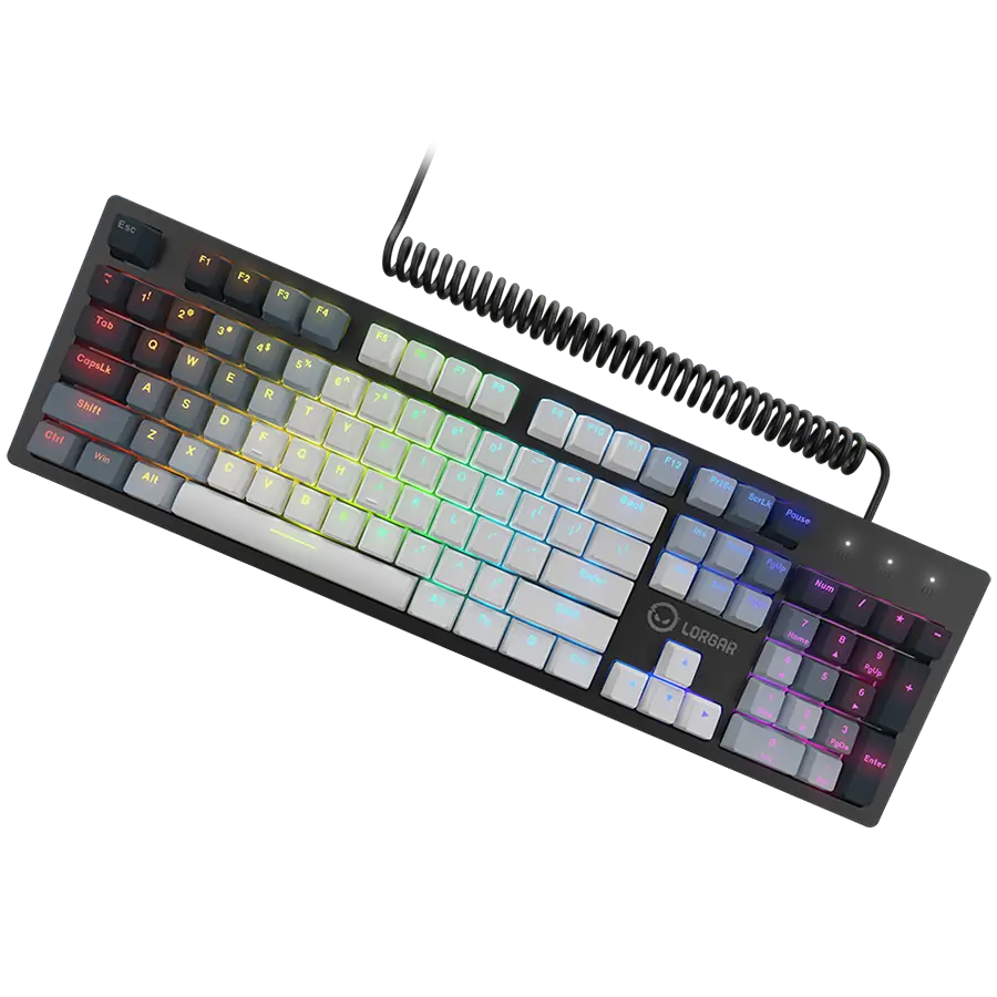 LORGAR Azar 514, Wired mechanical gaming keyboard, RGB backlight, 1680000 colour variations, 18 modes, keys number: 104, 50M clicks, linear dream switches, spring cable up to 3.4m, ABS plastic+metal, magnetic cover, 450*136*39mm, 1.17kg, white, EN layout - image 2