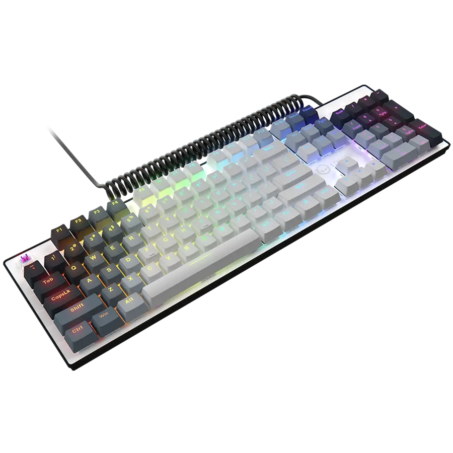 LORGAR Azar 514, Wired mechanical gaming keyboard, RGB backlight, 1680000 colour variations, 18 modes, keys number: 104, 50M clicks, linear dream switches, spring cable up to 3.4m, ABS plastic+metal, magnetic cover, 450*136*39mm, 1.17kg, white, EN layout - image 3