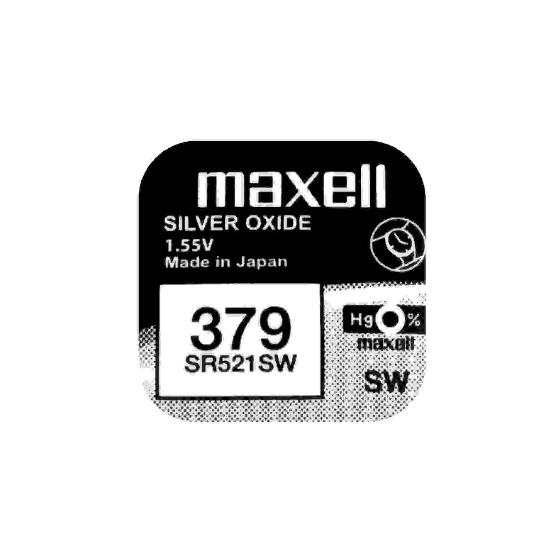 Бутонна батерия сребърна MAXELL SR521 SW /AG0/379/ 1.55V