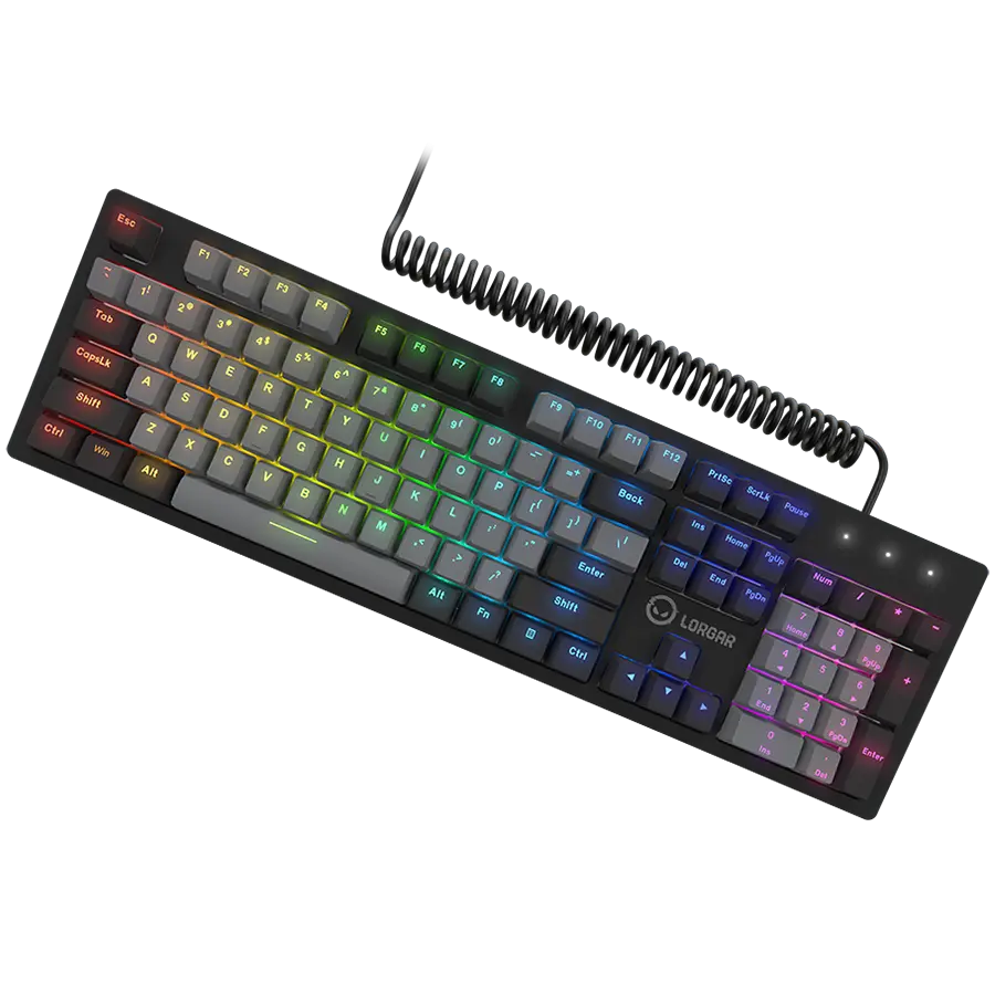 LORGAR Azar 514, Wired mechanical gaming keyboard, RGB backlight, 1680000 colour variations, 18 modes, keys number: 104, 50M clicks, linear dream switches, spring cable up to 3.4m, ABS plastic+metal, magnetic cover, 450*136*39mm, 1.17kg, black, EN layout - image 2