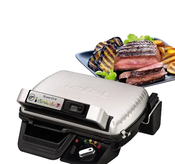 Барбекю, Tefal GC451B12 Super Grill with timer, 600cm2 cooking surface, 2000W, 2 cooking positions (grill, BBQ), 3 settings + max, light indicator, digital timer, adjusted thermostat, vertical storage, non-stick die-cast alum. plates, removable plates - image 3