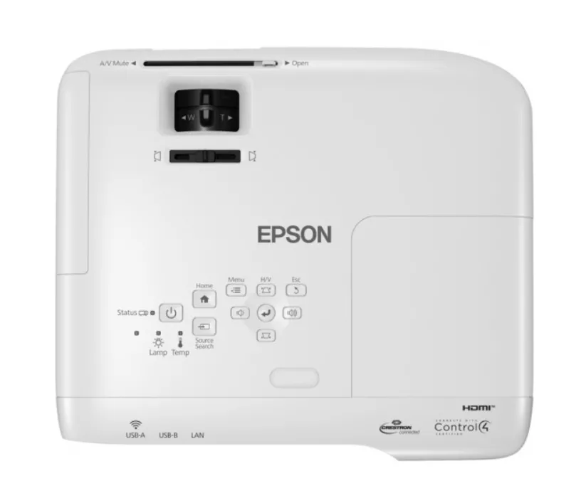 Мултимедиен проектор, Epson EB-992F, Full HD 1080p (1920 x 1080, 16:9), 4000 ANSI lumens, 16 000 : 1, USB 2.0 Type A, USB 2.0 Type B, RS-232C, LAN, VGA in (2x), VGA out, HDMI in (2x), Composite in, Wireless 802.11b/g/n, Miracast, White - image 4