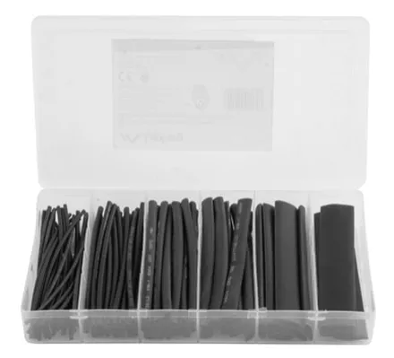 Термосвиваема кабелна връзка, Lanberg 100pcs heat-shrinkable tubing kit, black box - image 1
