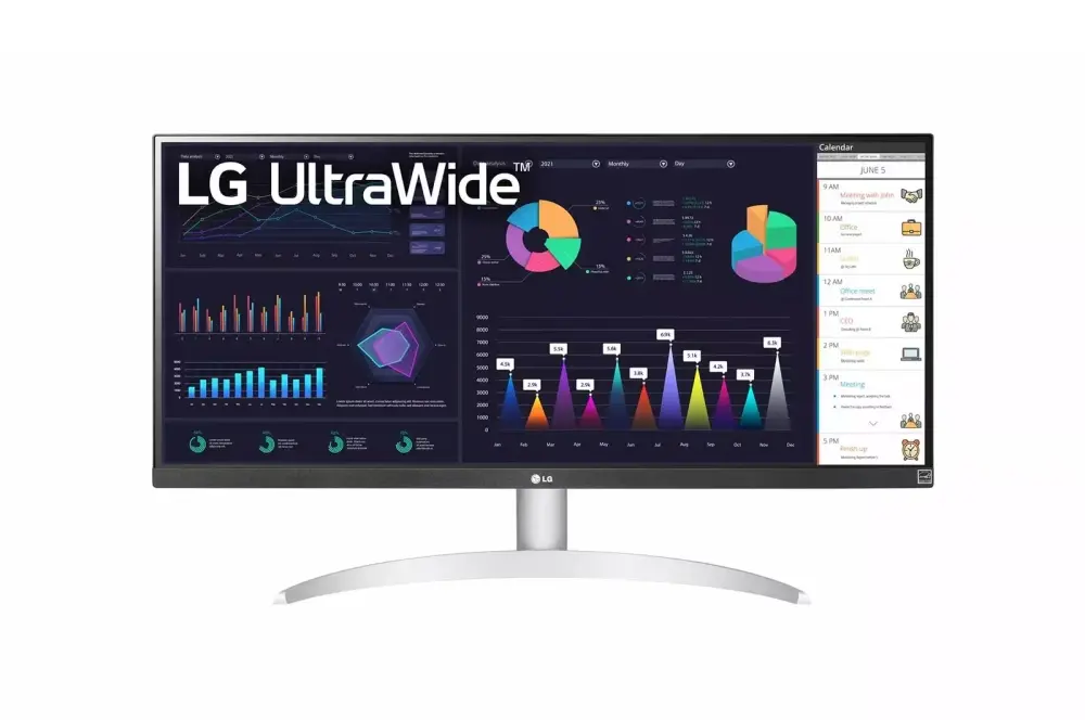 Монитор, LG 29WQ600-W, 29" UltraWide Full HD, IPS Panel, 1ms MBR, 1000:1, 250 cd/m2, 21:9, 2560 x 1080, HDR 10, sRGB 99%, FreeSync, 100Hz, USB Type-C, Speacers, HDMI, DP, Tilt, Headphone Out, Black