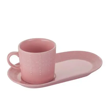 Розова чаша с десертна чиния - image 1