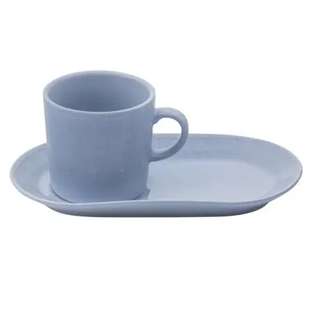 Сивo-синя  чаша с десертна чиния
