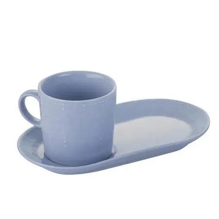 Сивo-синя  чаша с десертна чиния - image 1