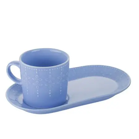 Синя чаша с  десертна чиния - image 1