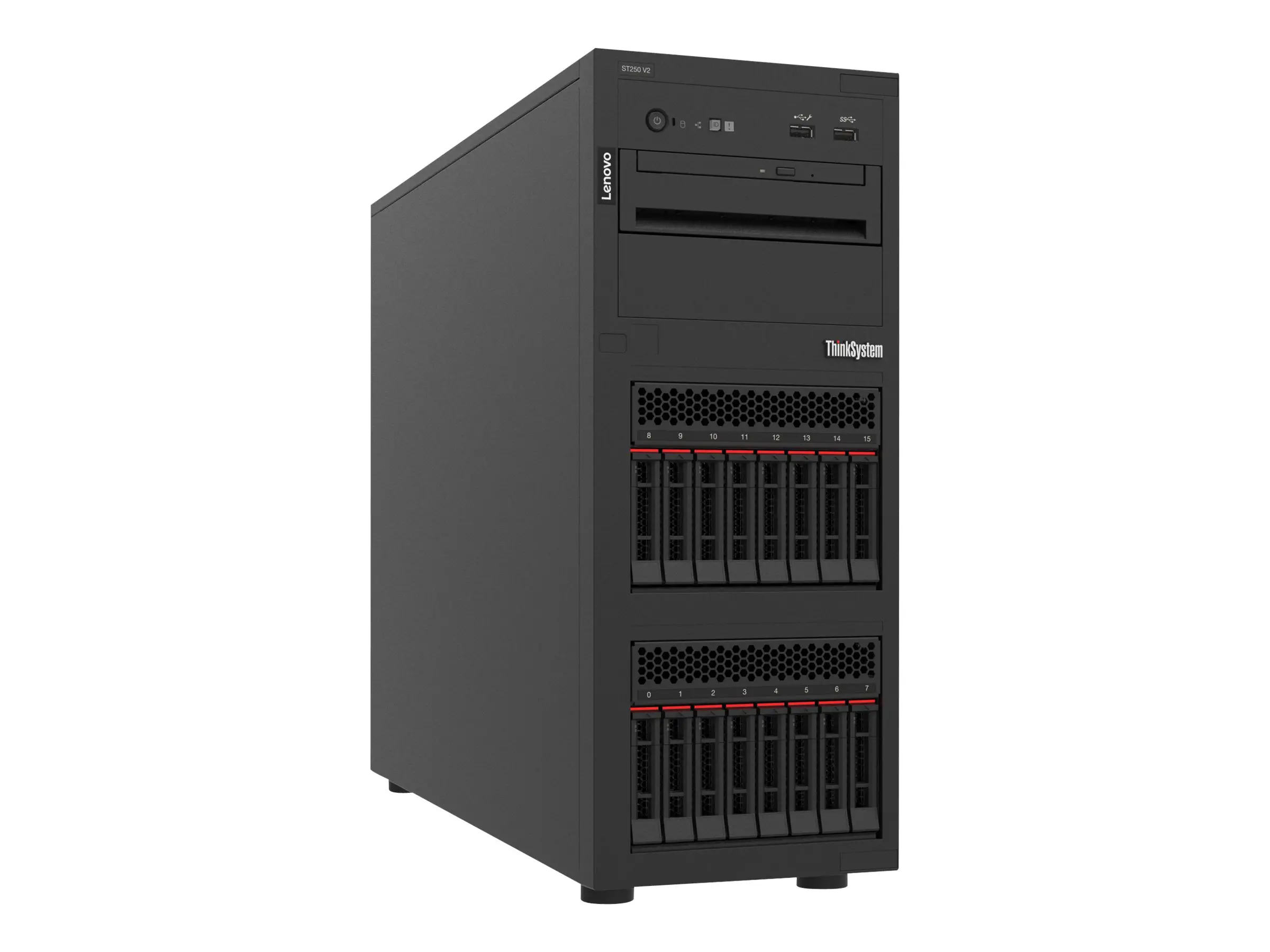 LENOVO ThinkSystem ST250 V2 Xeon E-2356G 6C 3.2GHz 12MB Cache 16GB UDIMM 8x2.5in SW SATA RAID HS 750W Titanium XCC Ent