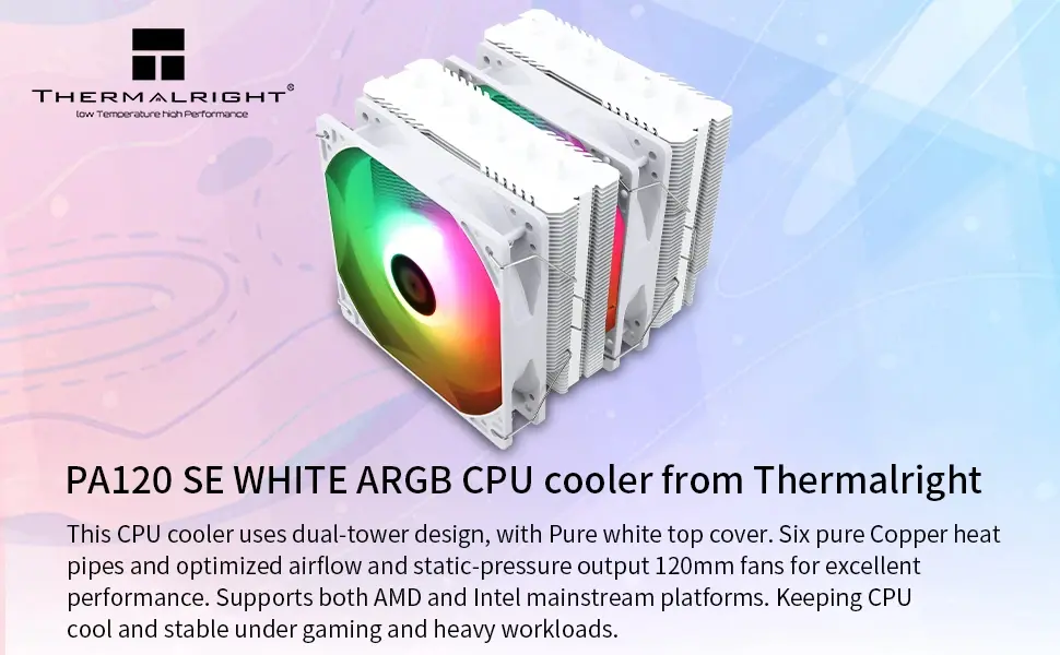 Thermalright охладител CPU Cooler Peerless Assassin 120 SE A-RGB White - Dual-Tower - LGA1851/LGA1700/AM5 - image 10