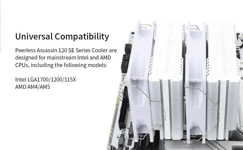 Thermalright охладител CPU Cooler Peerless Assassin 120 SE A-RGB White - Dual-Tower - LGA1851/LGA1700/AM5 - image 14