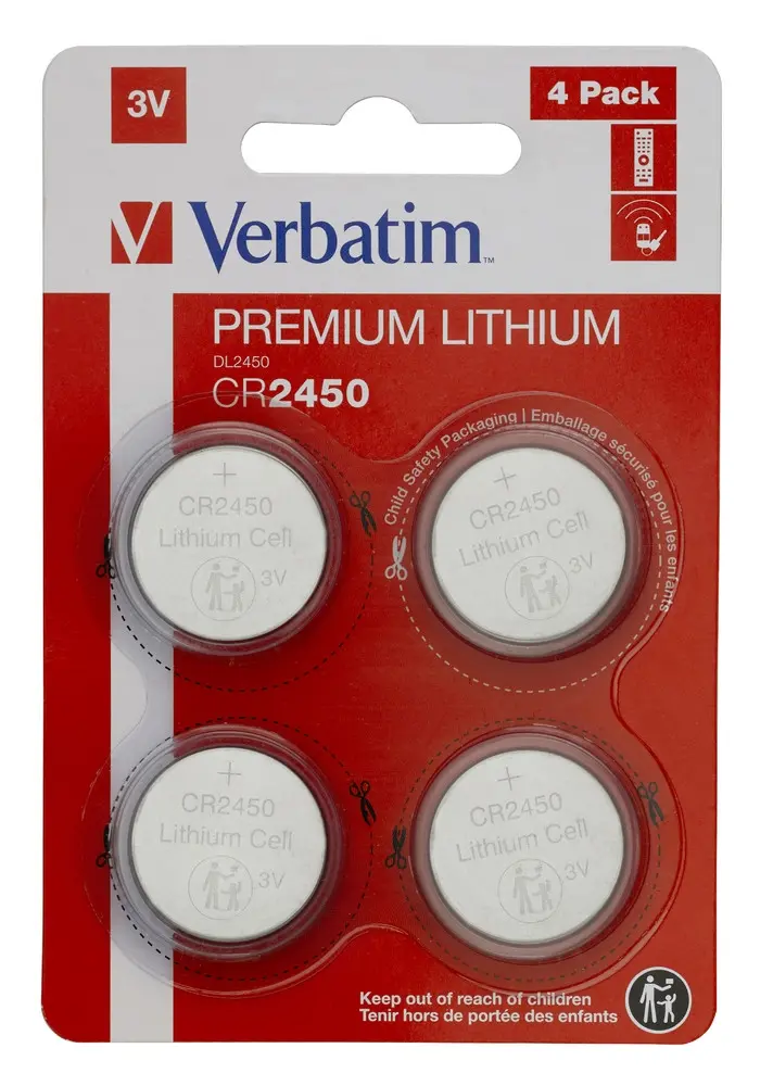 Батерия, Verbatim LITHIUM BATTERY CR2450 3V 4 PACK