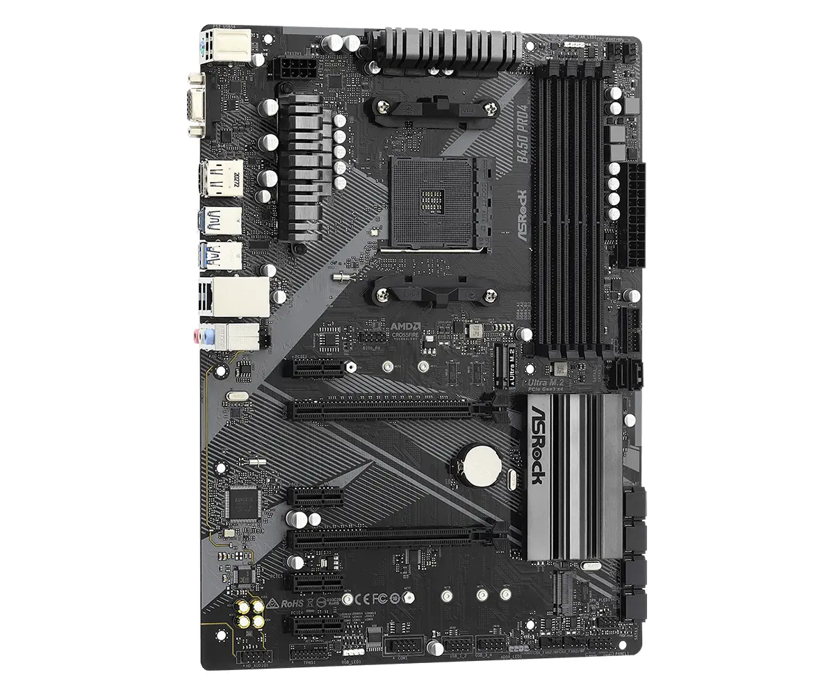 Дънна платка ASRock B450 Pro4 R2.0, AM4, DDR4 - image 1