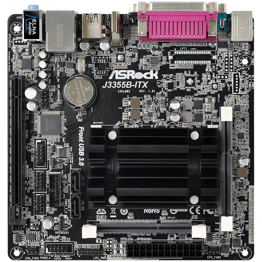 ASROCK Main Board Desktop (J3355 2.5GHz, DDR3 SO DIMM, 1xPCI 2.0x1,HDMI,VGA, 8ch, GLan,SATAIII,COM, LPT) Mini-ITX - image 1