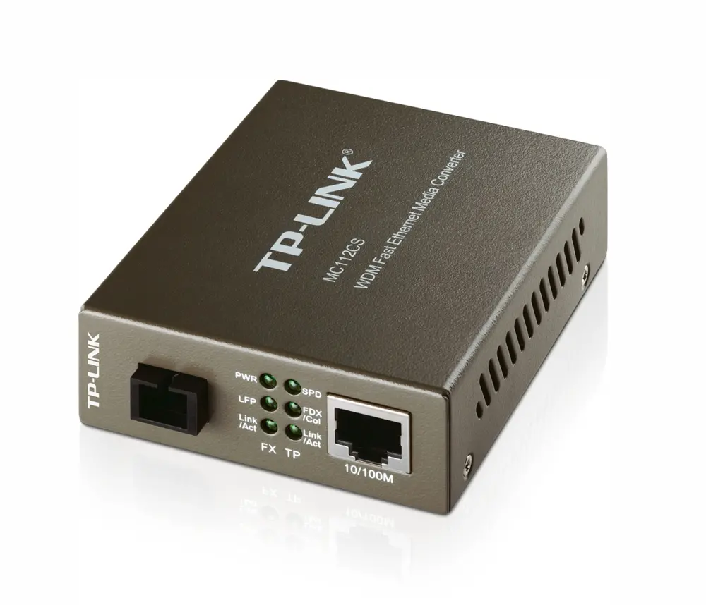 Конвертор TP-LINK MC112CS, 10/100M RJ45 към 100M SM SC влакно, Tx1310/ Rx1550nm,