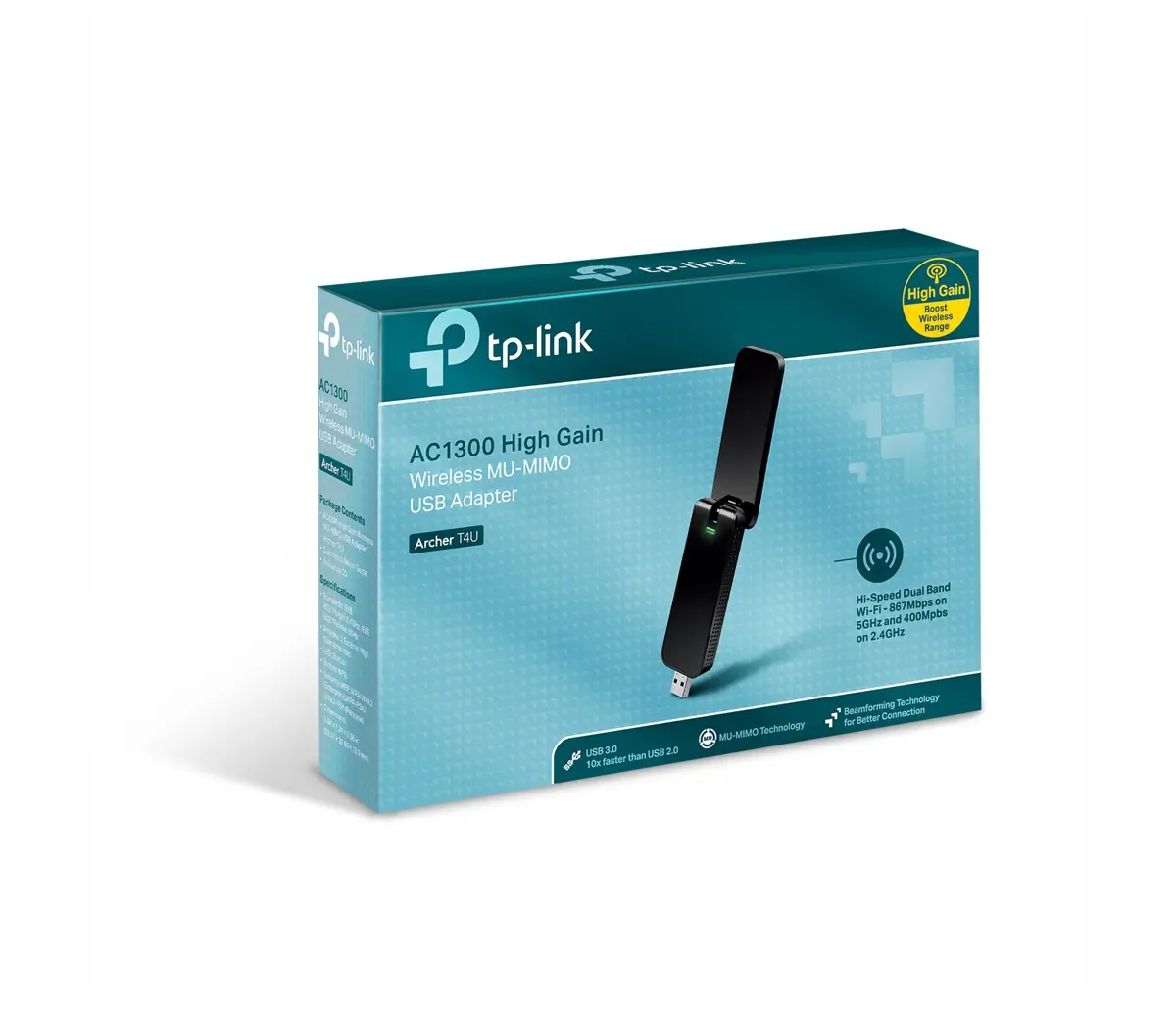 Безжичен адаптер TP-LINK Archer T4U, AC1300, двулентов, USB 3.0, вградена антена - image 2