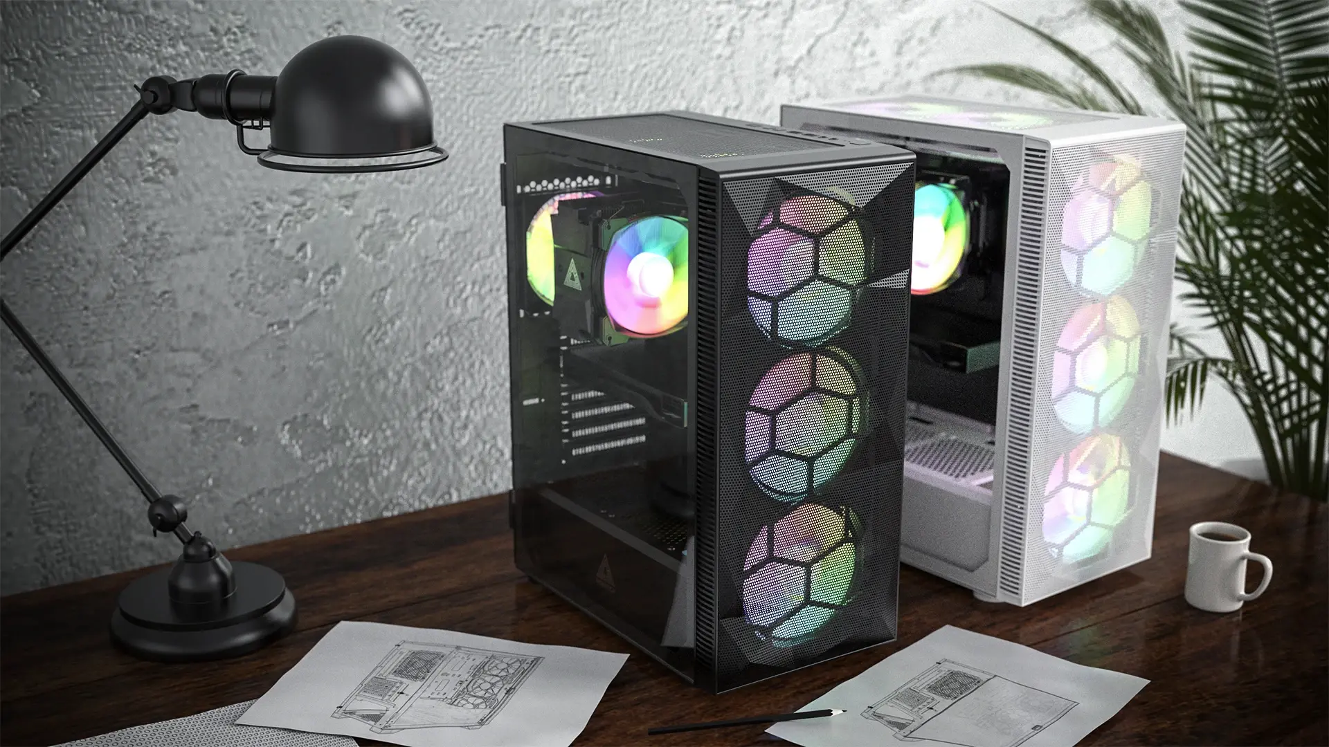 Montech кутия X3 MESH, Mid-tower Case, TG, 6 fixed RGB Fans, White - image 9