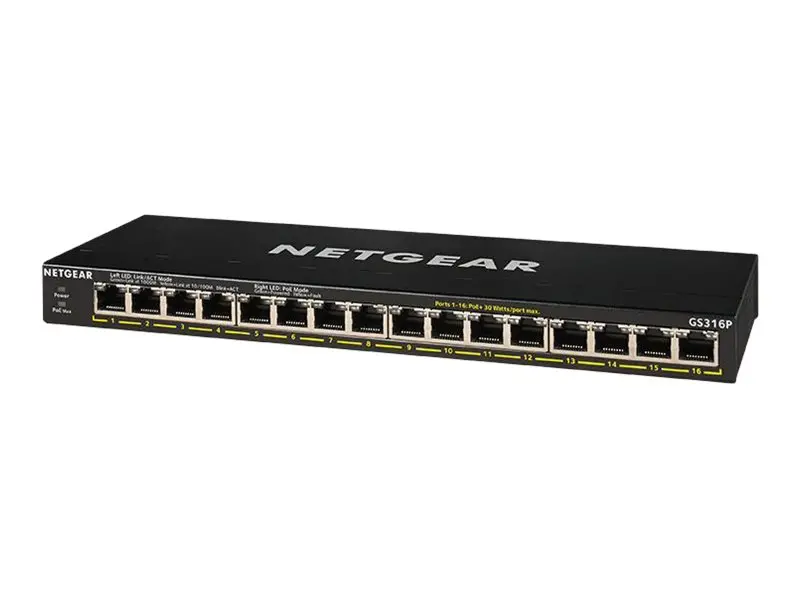 NETGEAR GS316P 16PT GIGABIT UNMNGED SWITCH 16xFlexPoE+ Up to 115W metal case