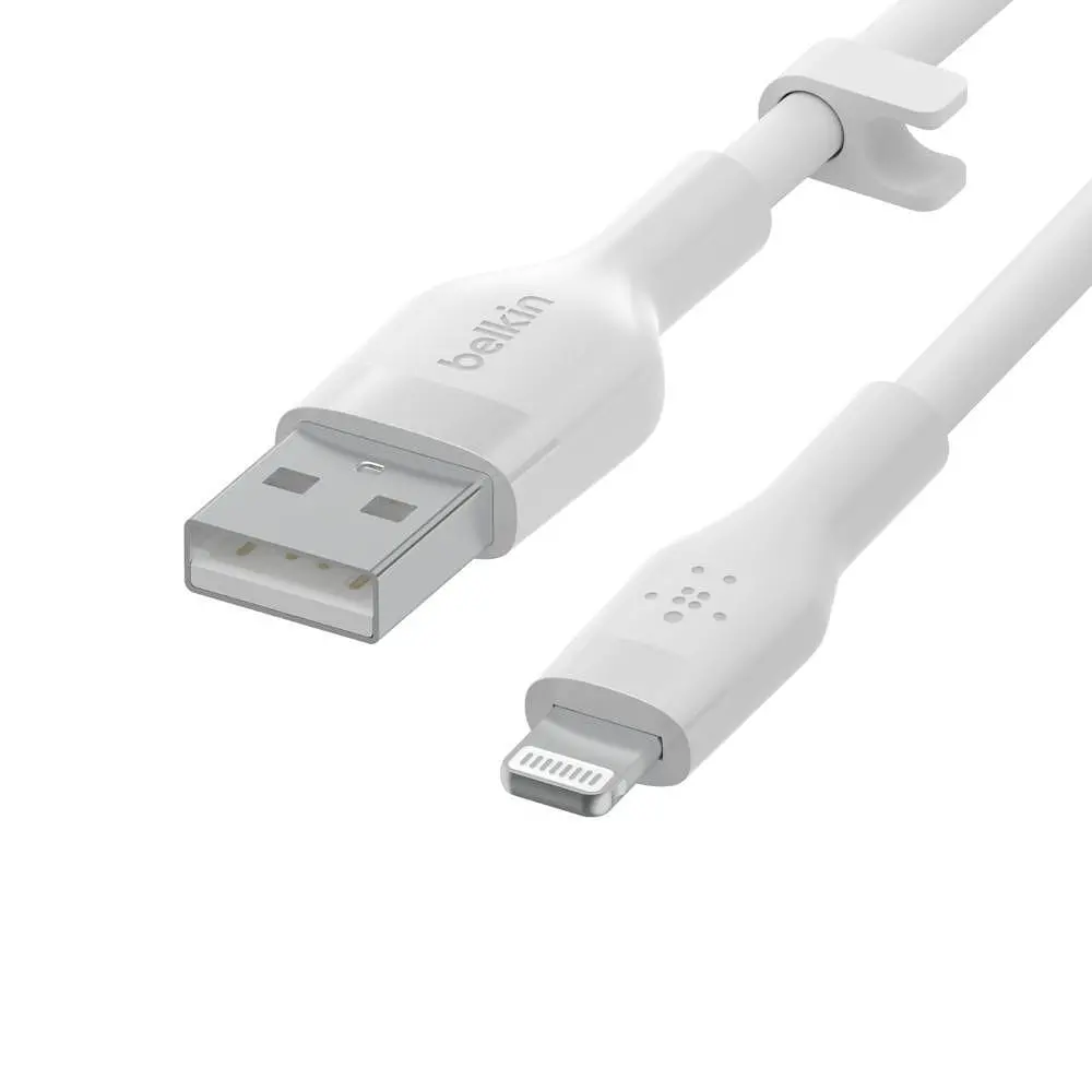 Кабел силиконов Belkin BOOSTCHARGE Flex USB-A/Lightning 1M, Бял - image 3