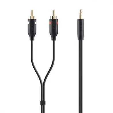 Аудио кабел Belkin 2 x RCA 3.5mm 1M, Черен с позлатен накрайник