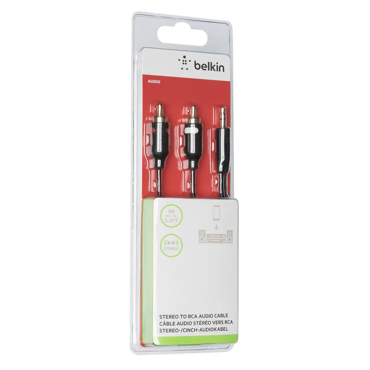 Аудио кабел Belkin 2 x RCA 3.5mm 1M, Черен с позлатен накрайник - image 2