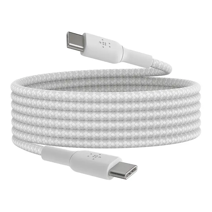 Кабел Belkin BOOST CHARGE™ USB-C към USB-C Cable Braided 1M, Бял