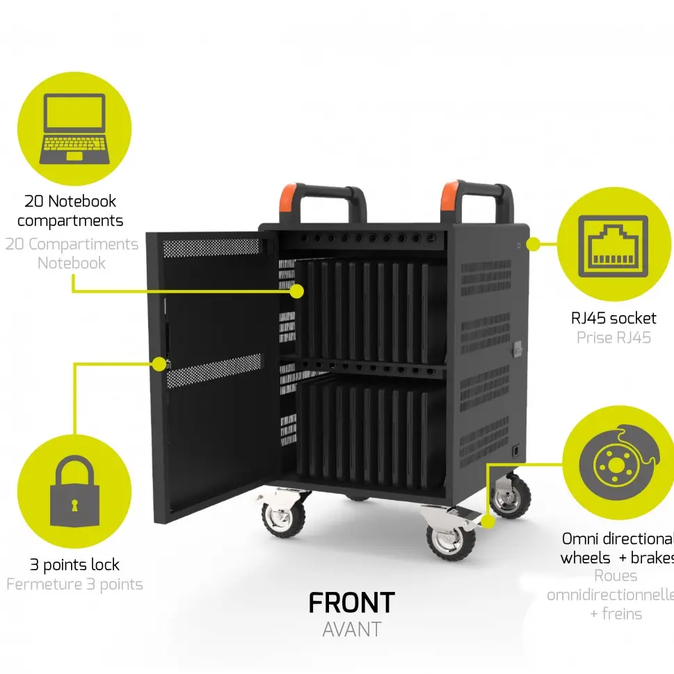 Зарядна станция, PORT charging cabinet 20 notebooks + rack 19'' - 1 u - image 4