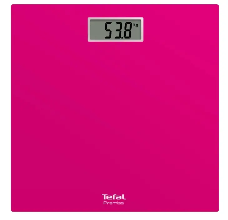 Везна, Tefal PP1403V0, Premiss Pink, glass platform (30x30x2cm), 150kg /100 g, display (65x28mm), 1 battery CR 2032