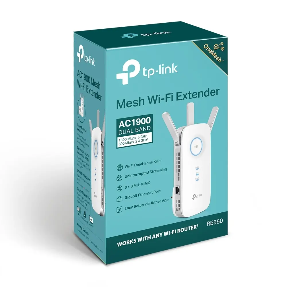 Удължител на обхват TP-LINK RE550, AC1900, двулентов, 1xGbit порт, 4 външни анте - image 6