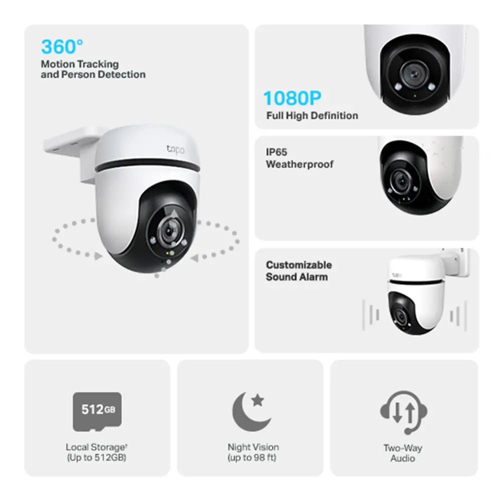 Камера TP-Link Tapo C500, Pan/Tilt, WiFi, ден/нощ до 30м., Micro SD, outdoor,mic - image 1