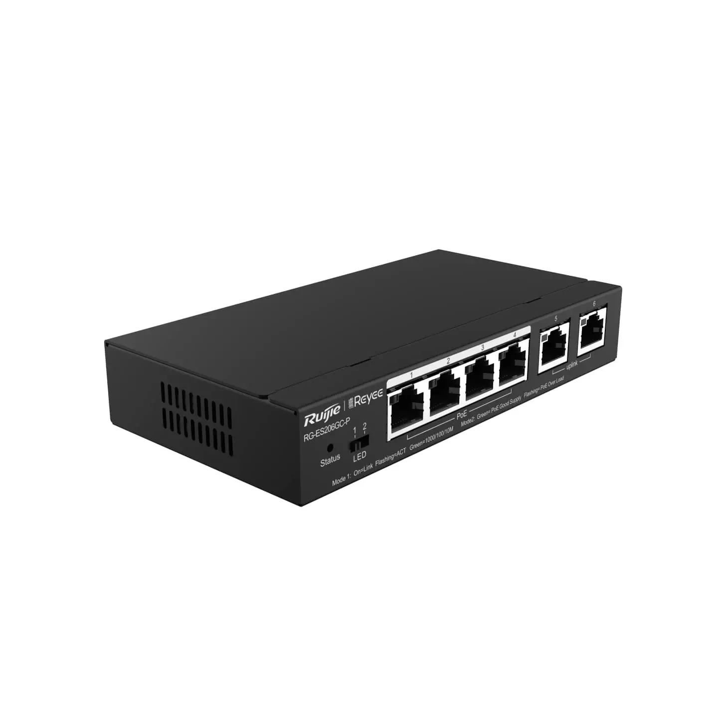 Комутатор Ruijie RG-ES206GC-P, 4xGbE PoE+, 2xGbE, 54W, до 16 VLAN, настолен - image 1